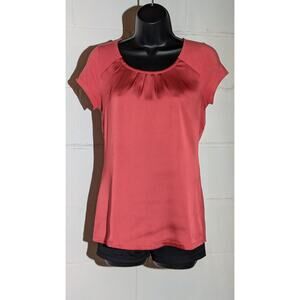 The Limited Coral Short Sleeve Top Pleated Front Casual Blouse Xsmall
